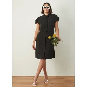 Aday Something Special Shirt Dress BLACK  Women's S‎  Knee Length Cupro EUC $285
